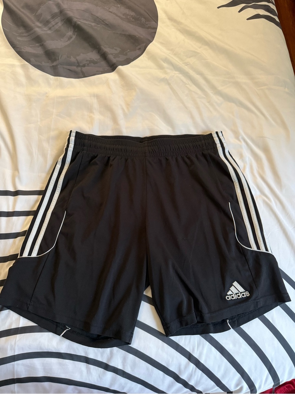 adidas Black Men's Athletic Shorts with White Stripes